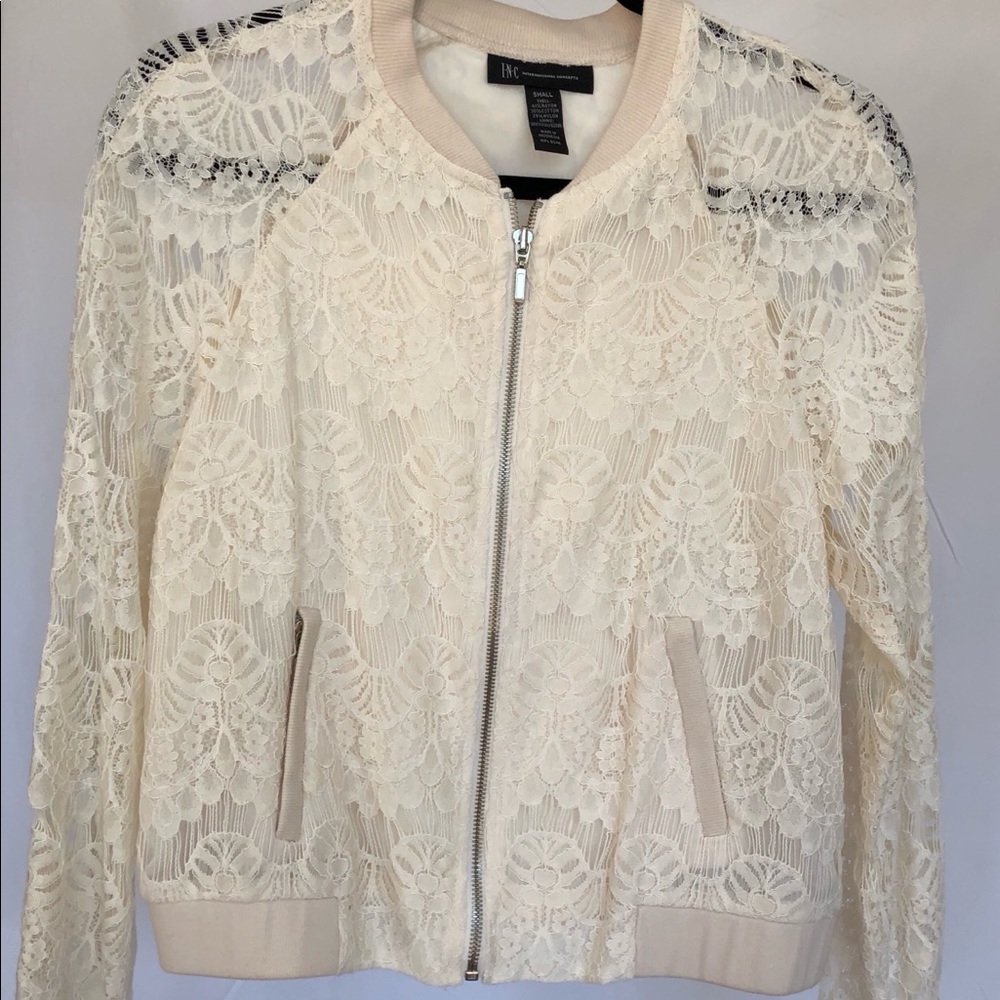 INC lace bomber jacket